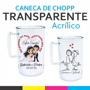 Caneca de Chopp Acrílico  Transparente Brilho Transfer Laser 