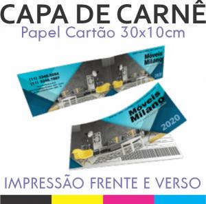 Capa de Carnê Offset 180g 30x10cm 4x4 Sem Revestimento Corte Reto 