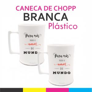 Caneca de Chopp Plastico  Branca Brilho Transfer Laser 