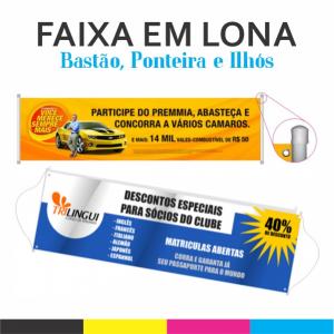 Faixa Lona 440g  4x0 Brilho Madeira e cordinha 