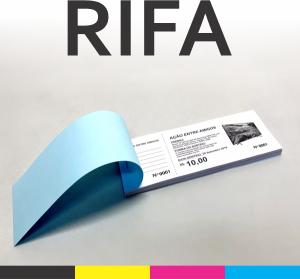 Rifa Offset 75g 20x6cm   Corte reto, serrilha e Grampo 