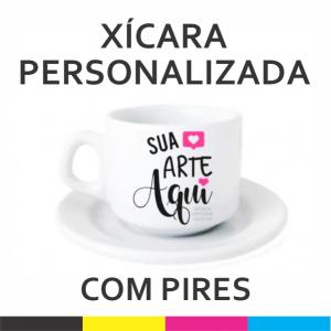 Xícara Branca com Pires Porcelana 190x35mm Branca Sublimação  